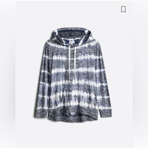 Market & Spruce Perine Blue & White Pocket Hooded Knit Long Sleeve Women’s L